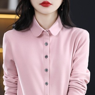 秋冬加厚磨毛衬衫女时尚通勤设计感双面德绒衬衣加绒内搭打底上衣