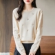 女2025新款 法式 钩花洋气100纯棉针织打底衫 加厚保暖内搭miu系毛衣