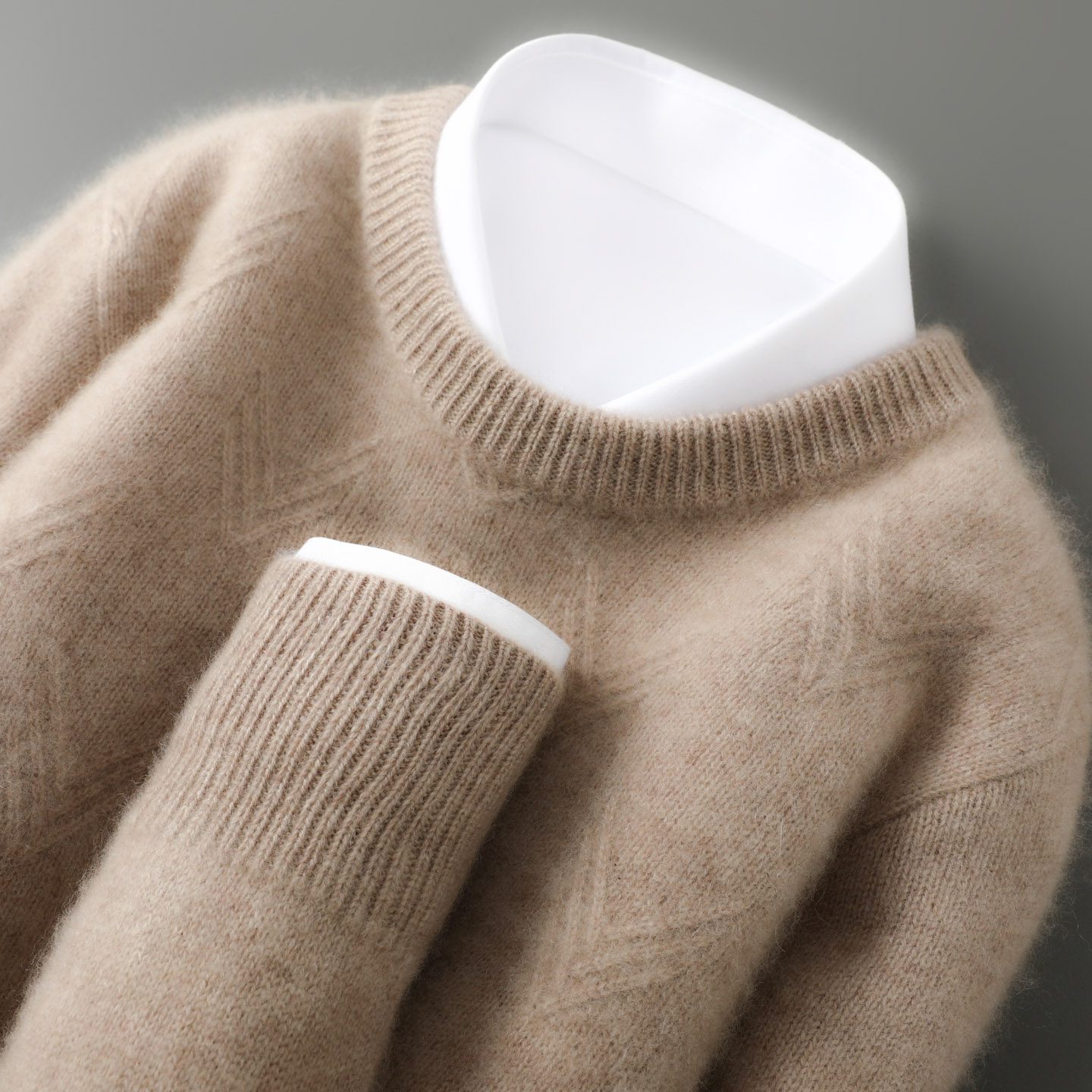 圆领加厚男士羊绒衫宽松套头