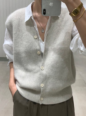 羊绒背心马甲针织开衫v领宽松