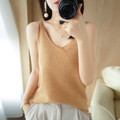 春夏季美背外穿打底衫v领内搭