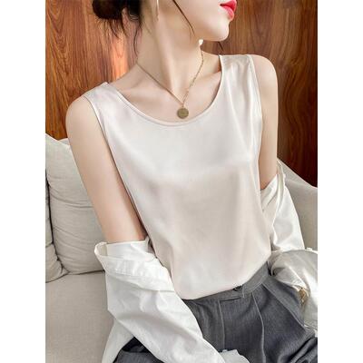 真丝吊带背心女内搭打底配西装