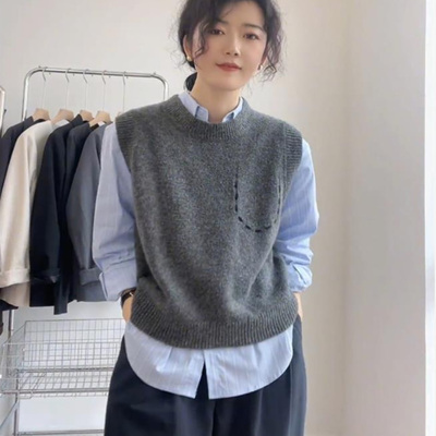 灰色针织马甲女2025早秋