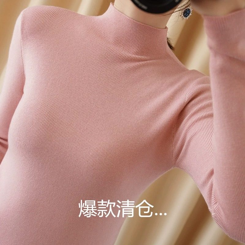 气质温柔~半高领毛衣女秋冬内搭紧身时尚洋气百搭中领针织打底衫,女装/女士精品,毛针织衫,淘宝优惠券,粉丝福利购,淘宝优惠卷