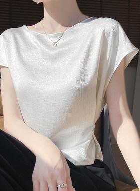 缎面气质短袖t恤女夏宽松
