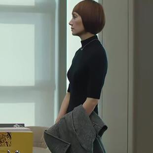 专柜版！半高领中袖针织衫女黑色修身内搭五分袖打底衫半袖毛衣女