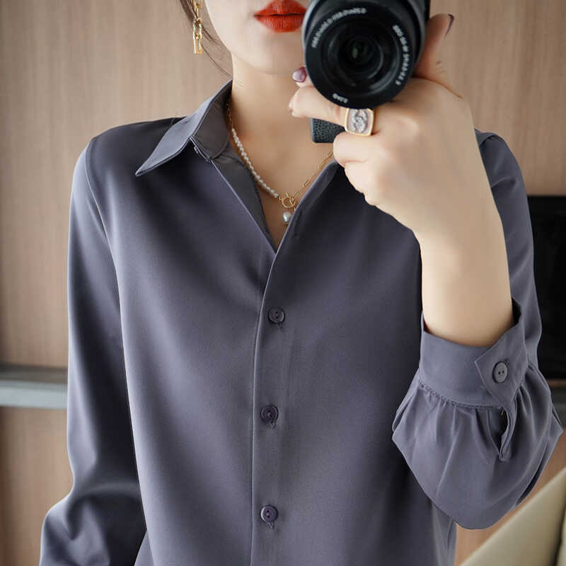 醋酸空调衫高级感翻领法式宽松