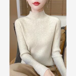 软糯精致感无缝半高领毛衣女秋冬内搭加厚保暖修身显瘦内搭打底衫