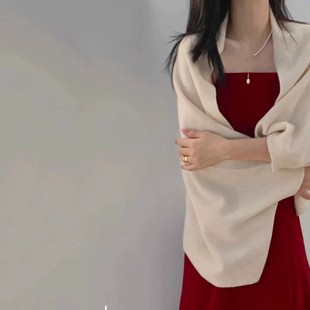 纯羊毛披肩针织外搭女秋冬宽松毛衣慵懒风斗篷配旗袍裙子外套开衫