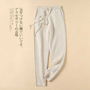 高腰弹力修身 女小脚哈伦奶奶裤 九分百搭 针织萝卜裤 新款