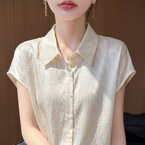 气质缎面醋酸衬衫女高级感