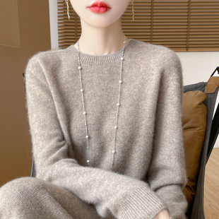 一线成衣无缝~配大衣圆领针织衫女宽松羊毛衫秋冬内搭打底衫毛衣