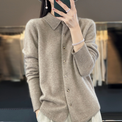 100纯羊毛新款衬衫polo领