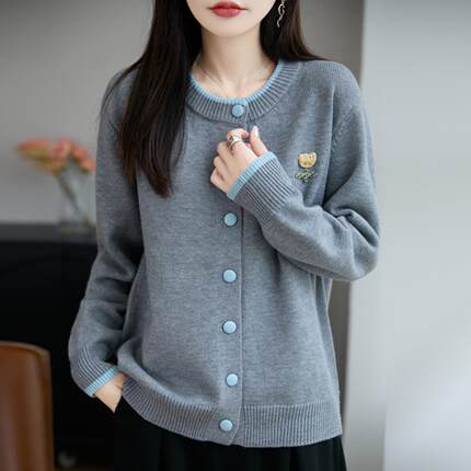 韩系秋冬穿搭针织开衫毛衣外套女26新款高级感休闲小个子外搭上衣