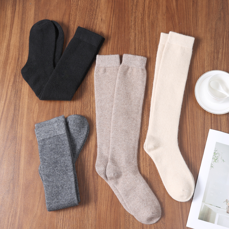 女士纯羊绒小腿袜套中筒针织