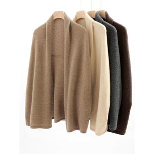 高级蝙蝠袖 女堆堆领设计洋气外套针织外搭斗篷上衣 山羊绒披肩开衫