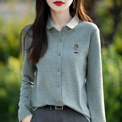 法式娃娃领刺绣衬衫领针