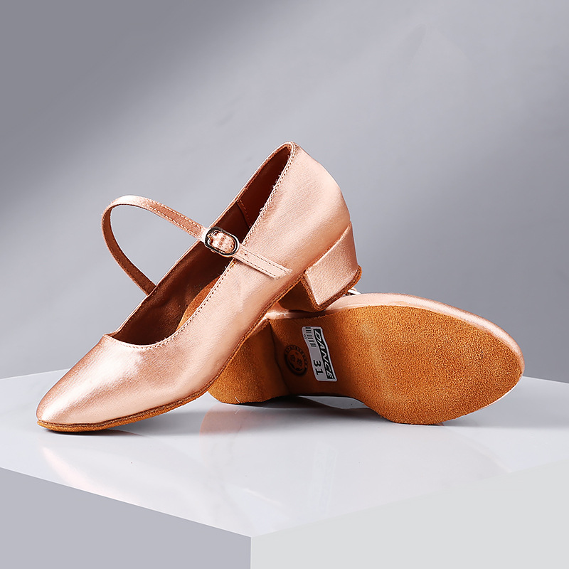 儿童摩登舞鞋 缎面摩登跳舞鞋 女童缎面舞蹈鞋摩登舞拉丁舞鞋