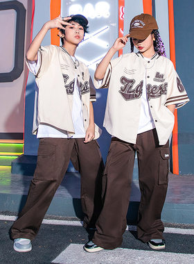 街舞儿童潮服棒球服外套套装hiphop男童嘻哈爵士舞女孩走秀演出服