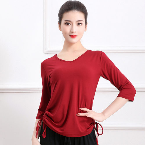 莫代尔现代舞练功服女舞蹈训练服高弹形体服演出服瑜伽服舒适短袖