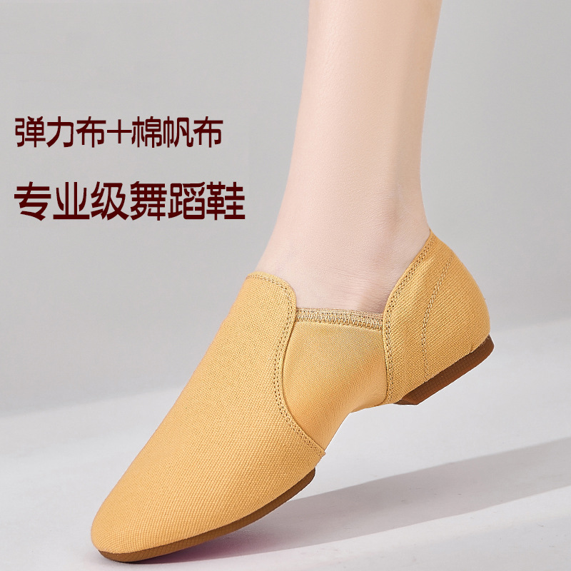 弹力帆布芭蕾舞鞋女软底练功鞋拉丁教师形体鞋成人爵士舞鞋低跟