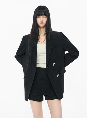 SeeU喜尤黑色西装女高级感韩版宽松休闲气质长袖百搭质感西装外套