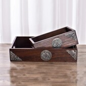 泰国进口实木雕刻茶果盘茶几桌面化妆品收纳盒收纳篮中式 干果盒