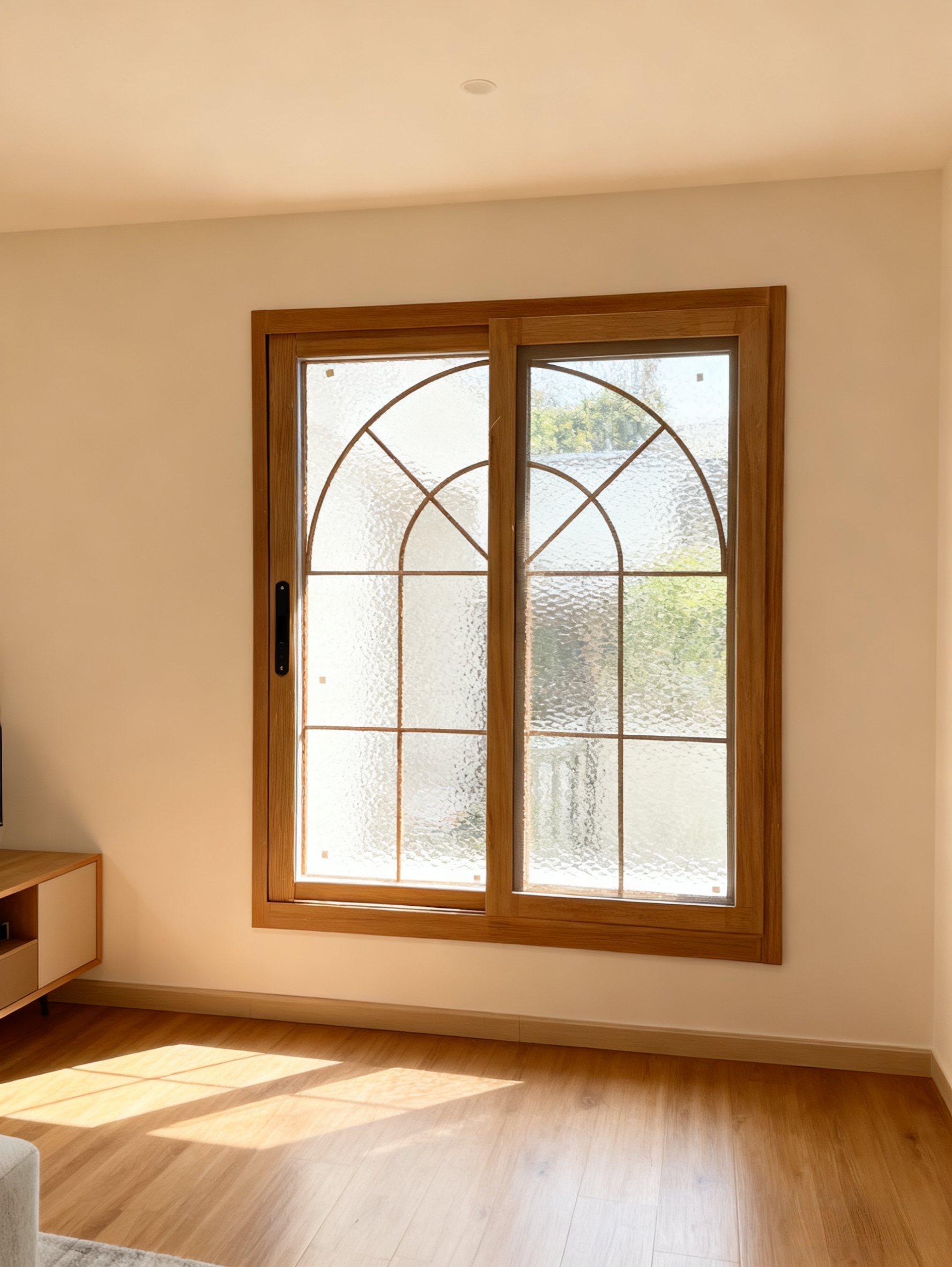 铝合金复古仿木纹推拉玻璃门窗