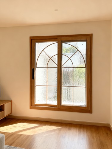 铝合金复古仿木纹推拉玻璃门窗