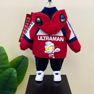 奥特曼衣服男童夹棉外套秋冬2025新款儿童三合一冲锋衣宝宝冬装潮