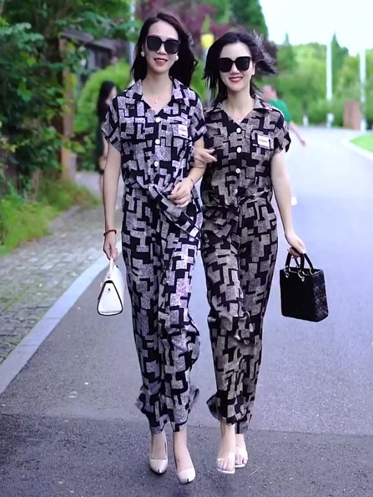 休闲时尚套装女哈伦裤2022年夏季新款雪纺两件套洋气质小个子显瘦