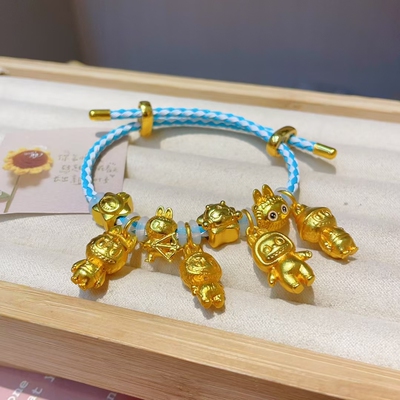 古法沙金拉布布手链五角星拉布布小女孩配饰可调节手串时尚百搭