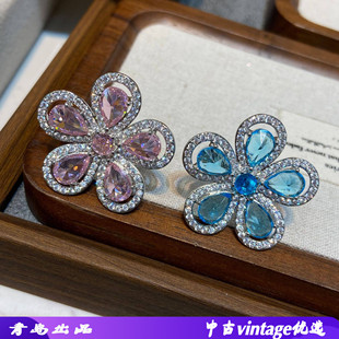 珠宝款 意大利精工微镶叶子彩宝重工戒指 时尚大气奢华开口戒指女