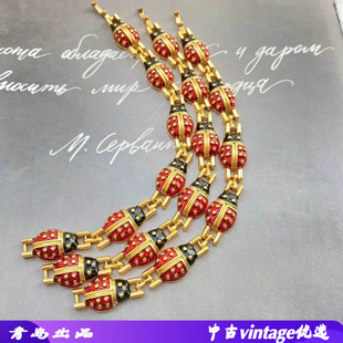 中古vintage七星瓢虫项链手链套装小众休闲ins风项链轻奢个性首饰