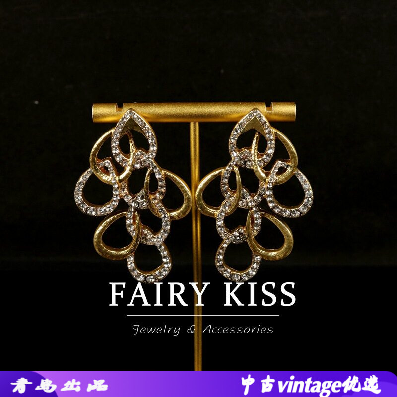 法式时尚气质耳环花型镶钻银针耳