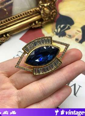 中古电镀真金设计感蓝钻百搭眼造
