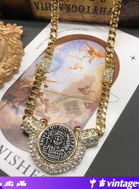 电镀真金气质百搭圆形头像项链小