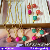 珠戒指 国风天然绿玉石项链 耳钉戒指项链 简约小众设计新中式