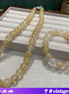 925银10MM天然黄胶花水晶项链