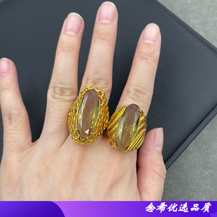 土耳其苏丹石精美镶嵌戒指光感变色微镶直播货源高保色