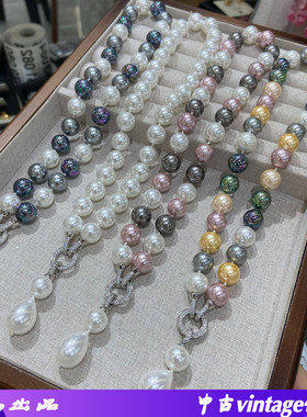 赫本彩色琉璃珠项链夸张造型水滴