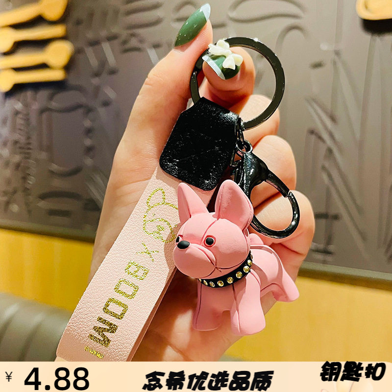创意树脂法斗犬卡通小系列汽车钥
