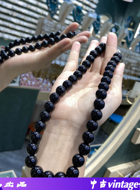 有潮无派琉璃12mm黑色琉璃项链
