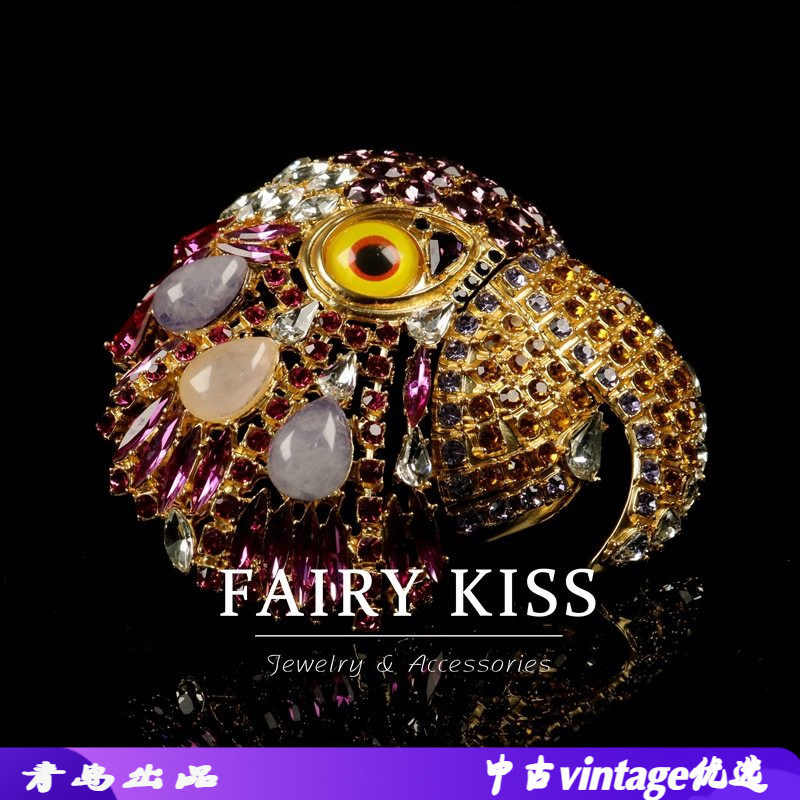 中古重工鹦鹉胸针镶满彩钻大气奢华设计感灵动欧美精致胸饰外贸,饰品/流行首饰/时尚饰品新,胸针,淘宝优惠券,粉丝福利购,淘宝优惠卷