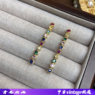2025精致设计敢酷彩色多巴胺耳环糖果色宝石流苏小众轻奢长款耳饰