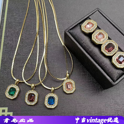 精工方糖中古简约项链耳钉套装