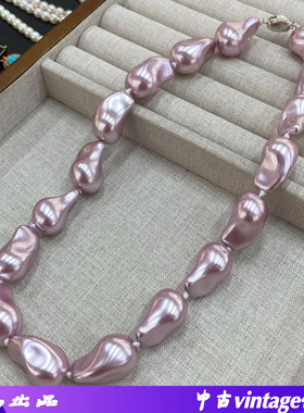 跨境紫色巴洛克珍珠项链炫彩光泽