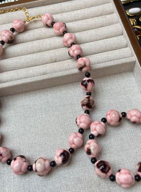 新vintage复古设计款老料子粉蛙