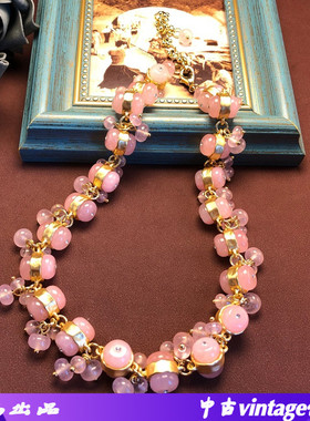 气质百搭双面粉晶镶嵌流苏吊坠短