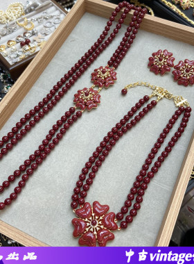 无铜复古安哥拉红琉璃串珠项链